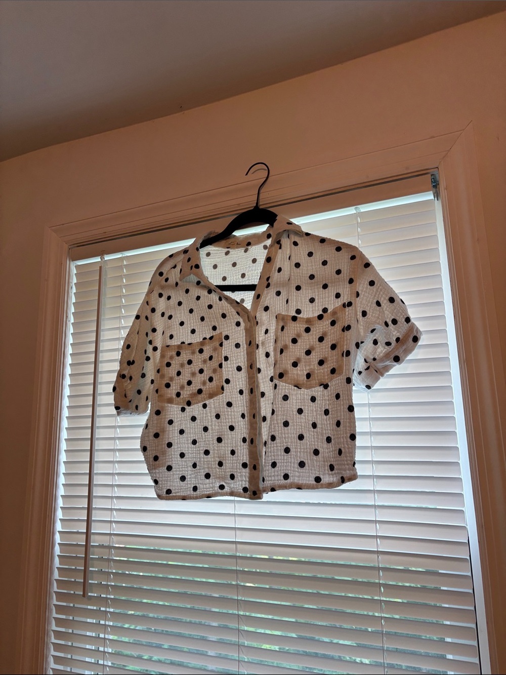 Love Notes White Top with Black Polka Dots